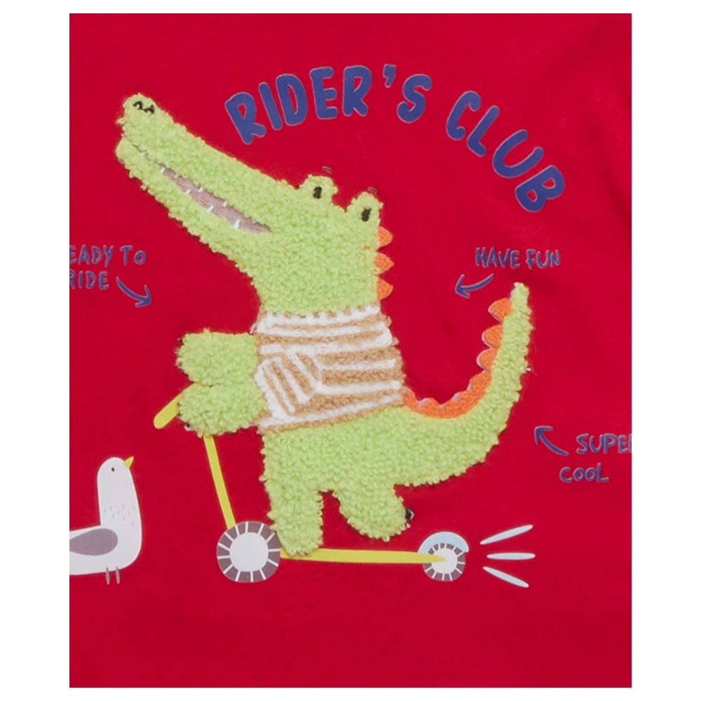 Little Kangaroos - Baby Boy Dino Round Neck T-Shirt - Red