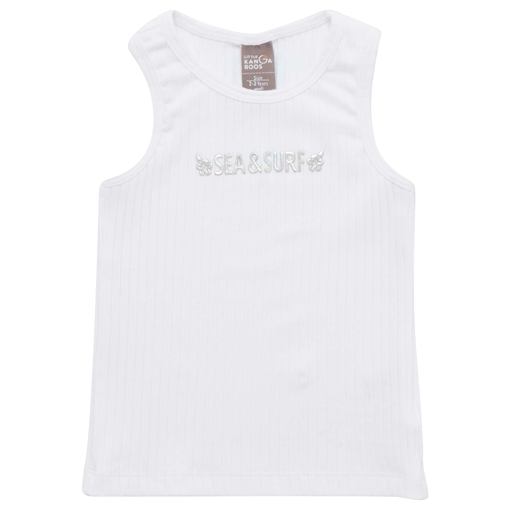 Little Kangaroos - Girl Round Neck Sleeveless T-Shirt - White