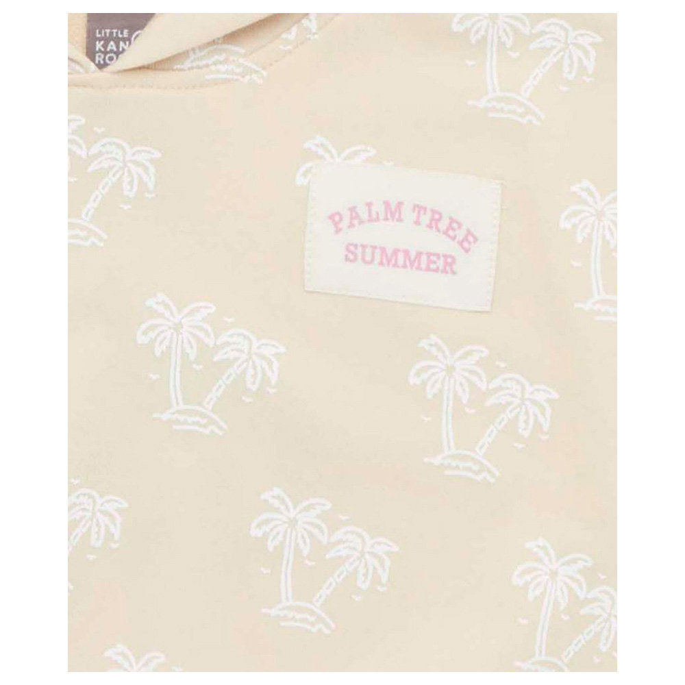 Little Kangaroos - Girl Sleeveless Hooded Tropical Print T-Shirt - Fawn