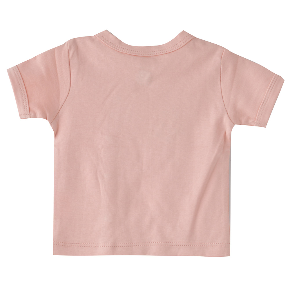 Smart Baby - Baby Girl Short Sleeve Placement Embroidery Top - Pink