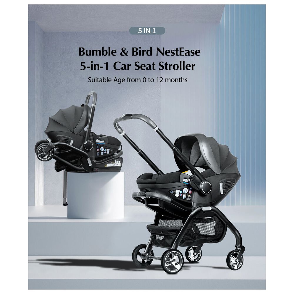 Bumble & Bird - NestEase 5-in-1 Car Seat Stroller - Black