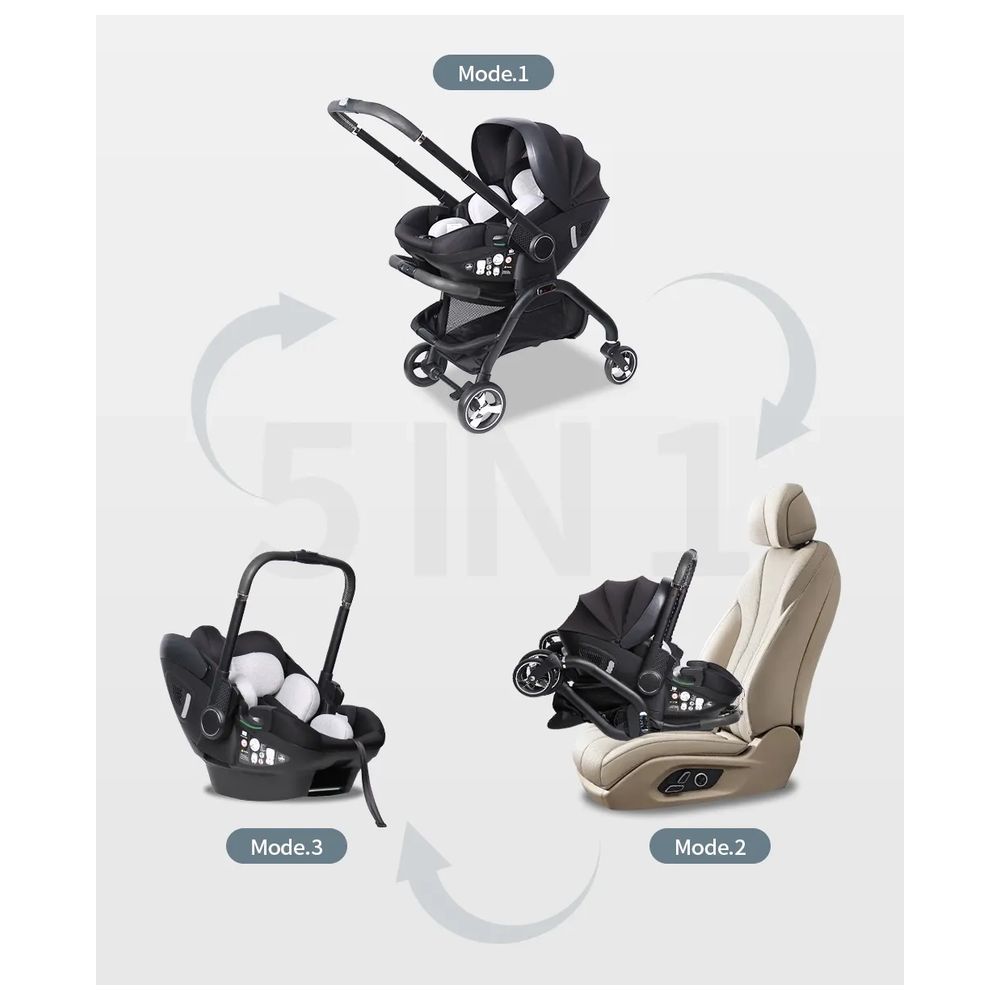 Bumble & Bird - NestEase 5-in-1 Car Seat Stroller - Black