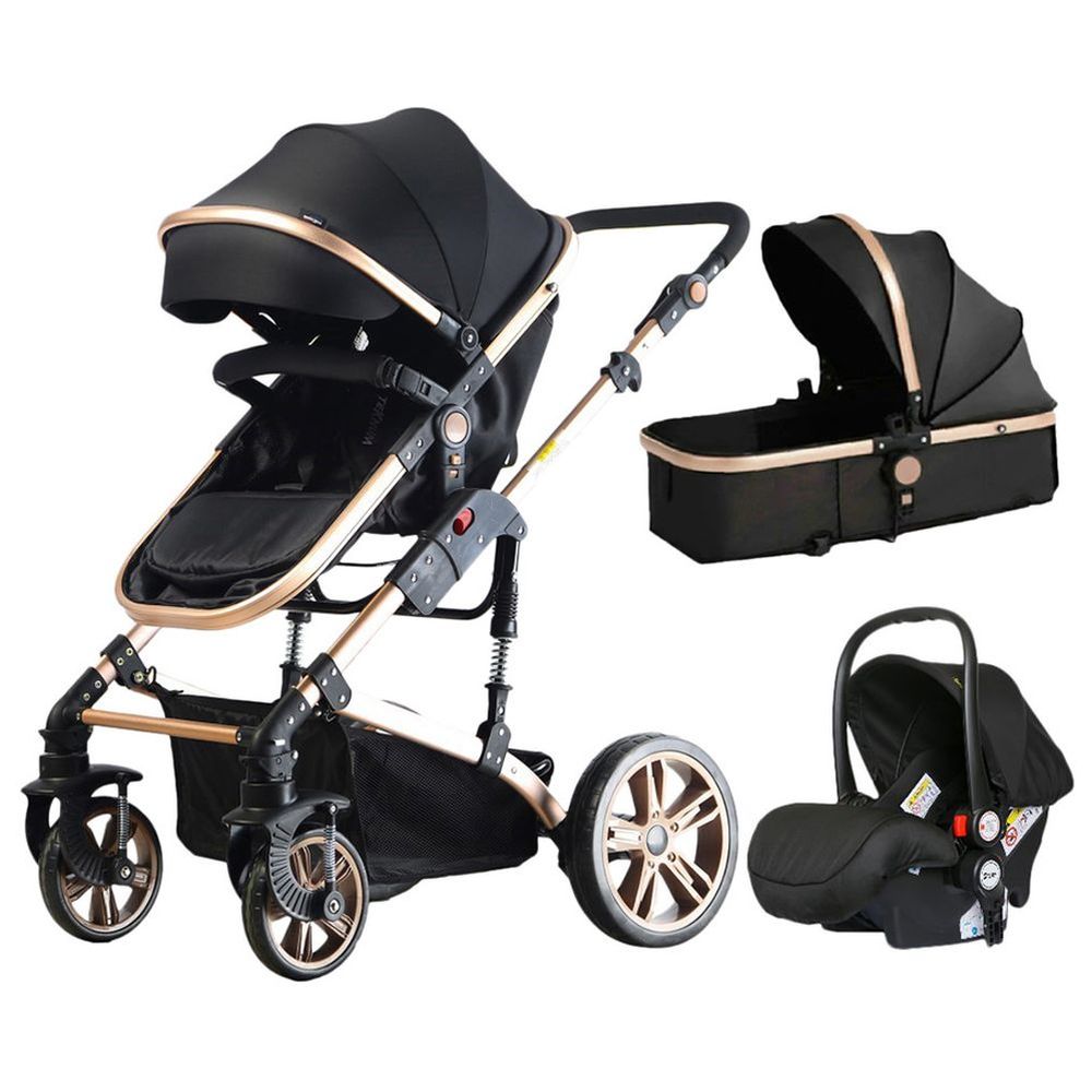 Teknum - 3-in-1 Pram Story with Travel System - Black