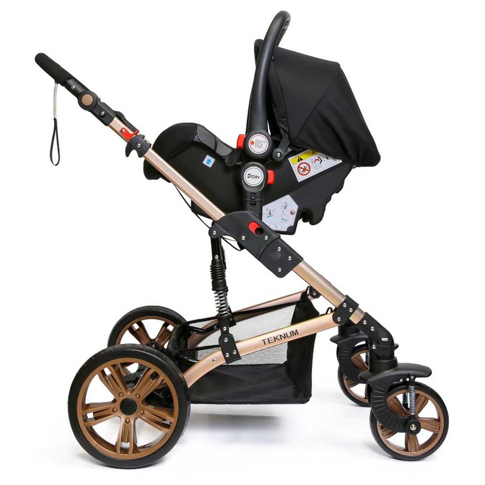 Teknum 3-in-1 Pram Stroller Story - Wine + Infant Car Seat