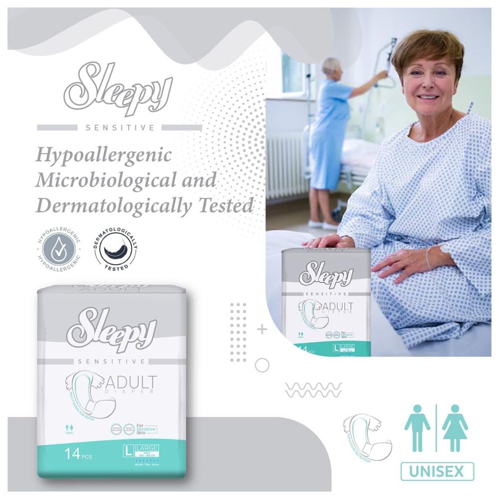 Sleepy - Hypoallergenic Adult Diapers - Large - 100-150cm - 42 Count