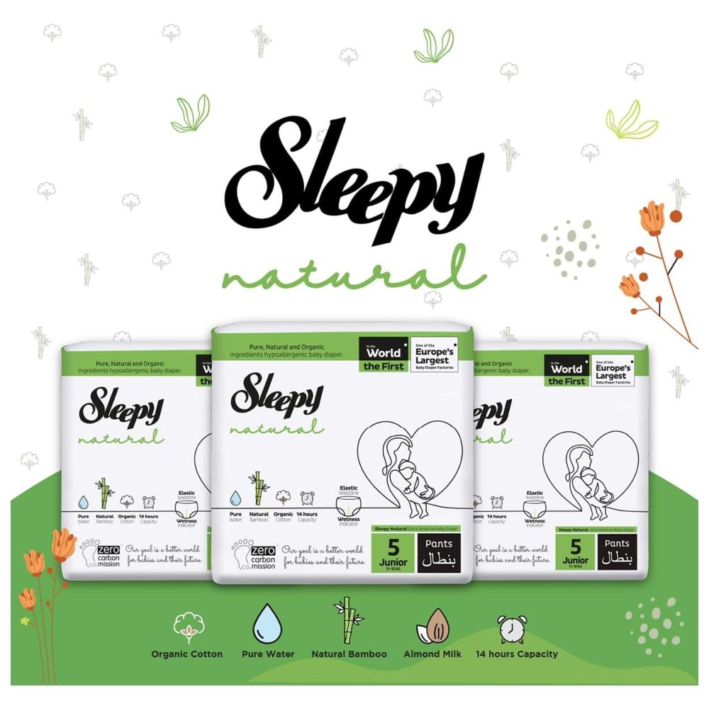 Sleepy - Natural Diaper Pants - Size 5 - 11-18 Kg - 192 Count