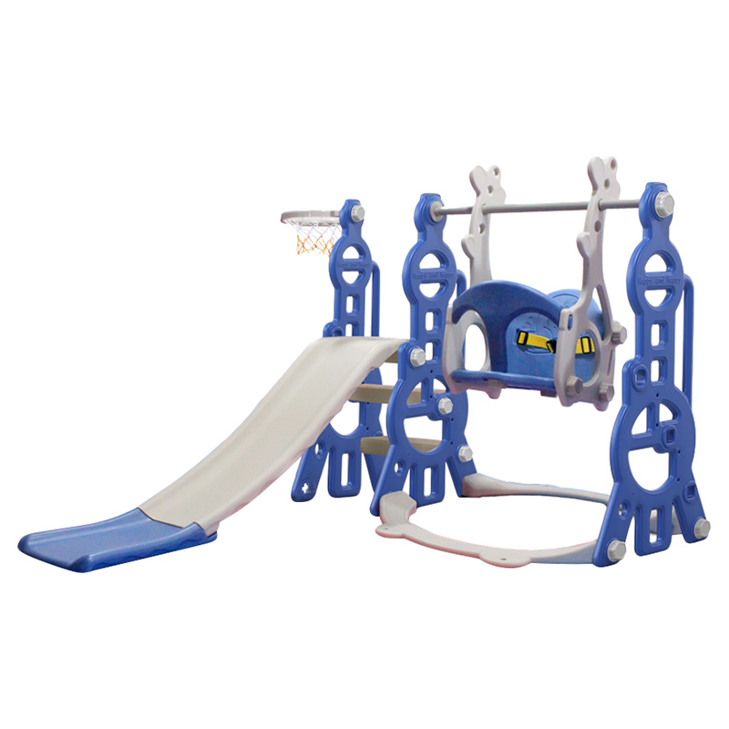 Buddiez - 3-in-1 Play N Go Playset with Slide, Swing & Basketball Hoop - Blue