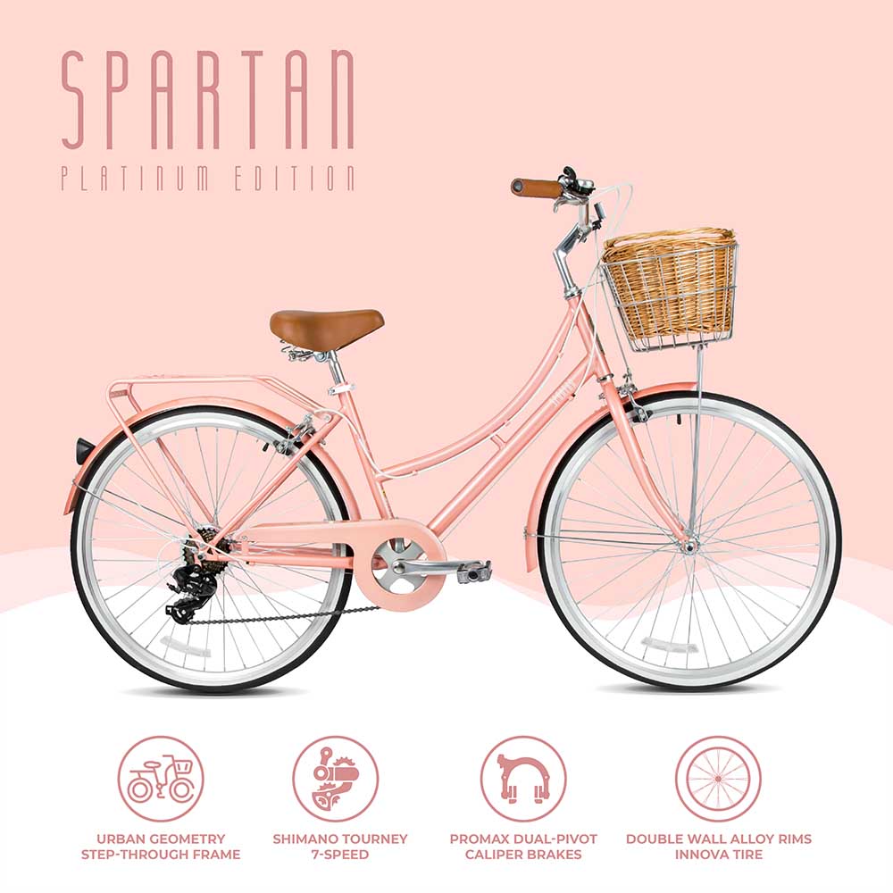 Spartan - Platinum City Bike 24 Inch - Blush Pink 