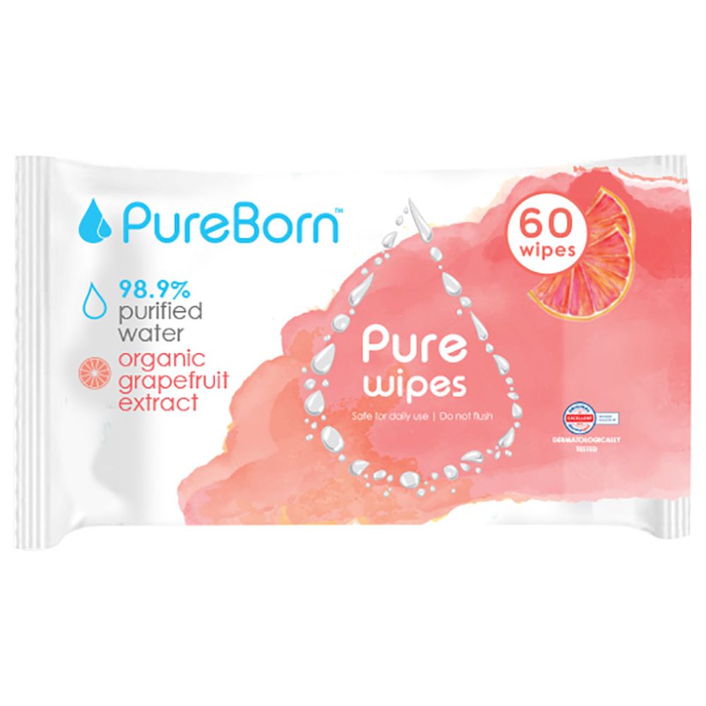 Pureborn Pure Wipes Grapefruit 60's x 12 Bundle (720pcs) Assorted