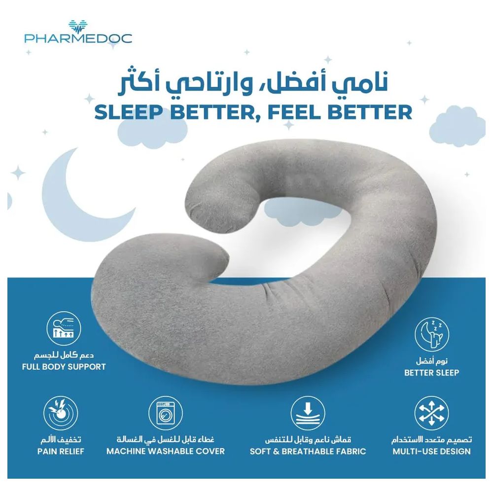 PharMeDoc - C-Shape Maternity Pillow With Cooling Cover