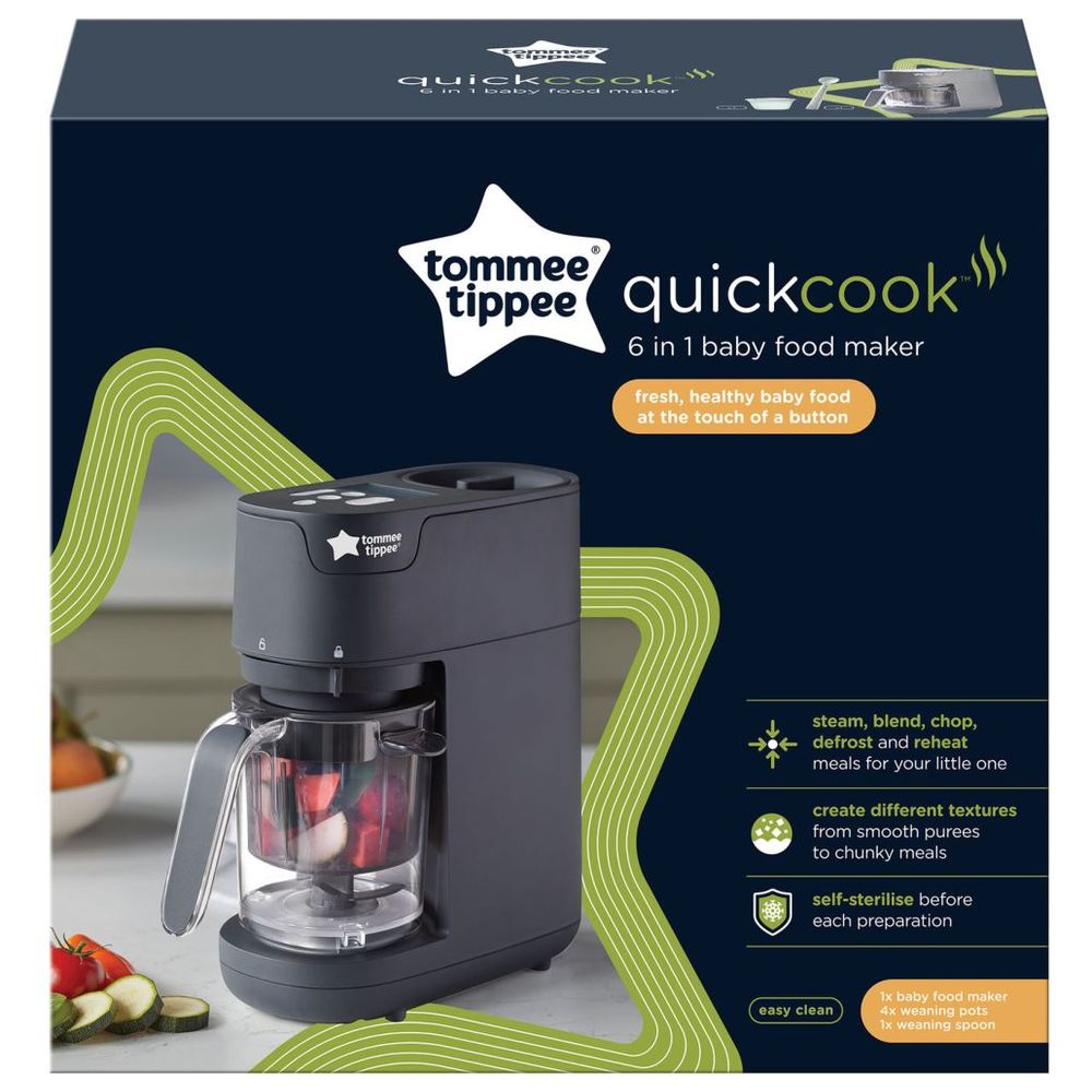 Tommee Tippee Quick Cook 6-in-1 Baby Food Maker - Black - 500 ml