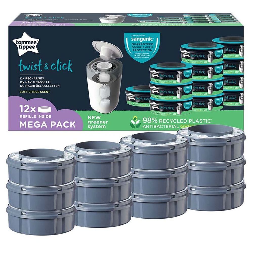 Tommee Tippee Twist and Click Advanced Nappy Disposal Sangenic Tec Refills - Pack of 12