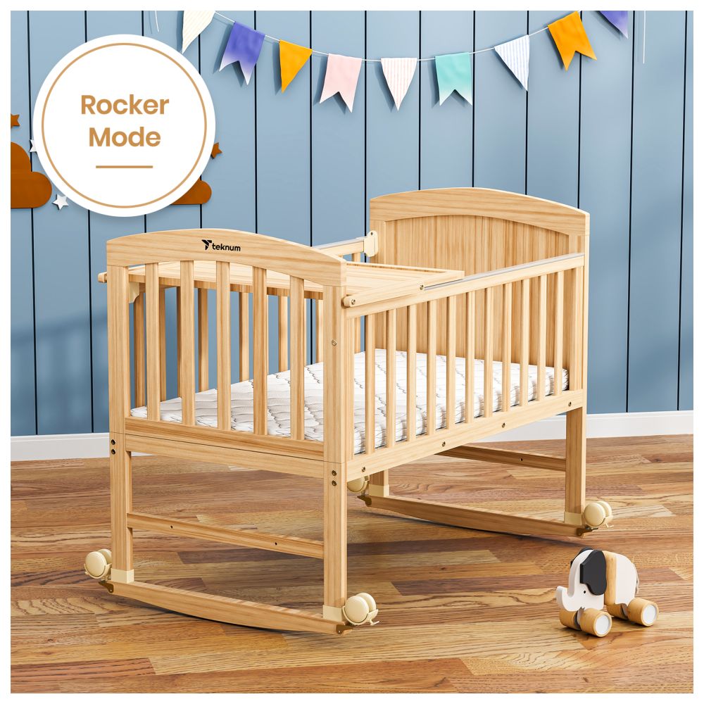 Teknum - 7-in-1 Convertible Kids Bed & Bedside Crib with Mattress, Mosquito Net & Detachable Wheels