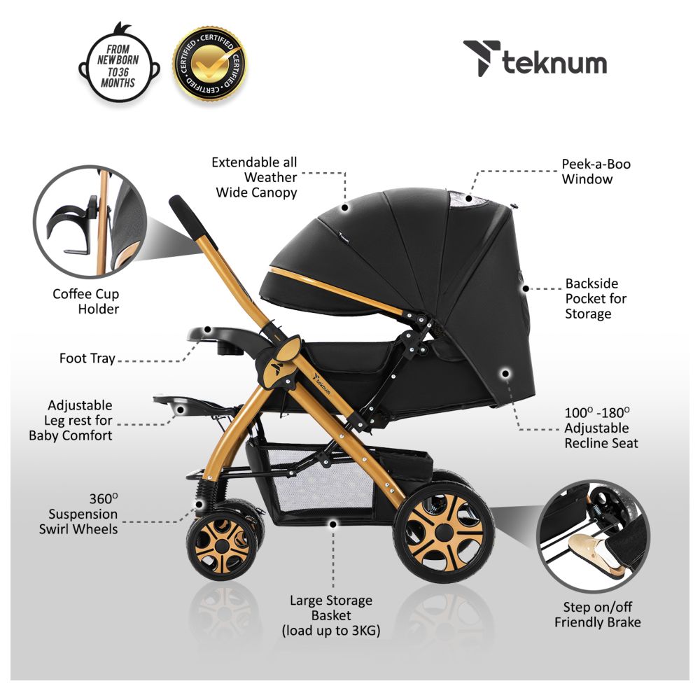 Teknum - Reversible Trip2 Stroller - Black