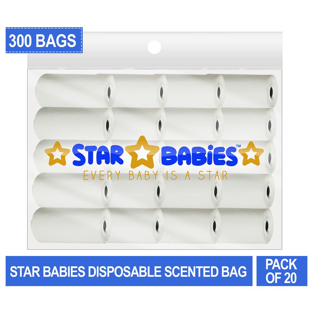 Star Babies Scented Nappy Bag Pack of 20/300 Bags - White