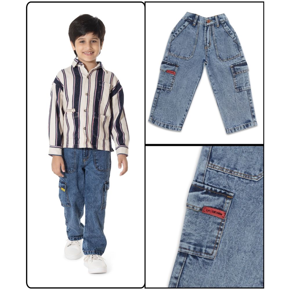 Little Kangaroos - Boy Denim Cargo Jeans - Light Blue