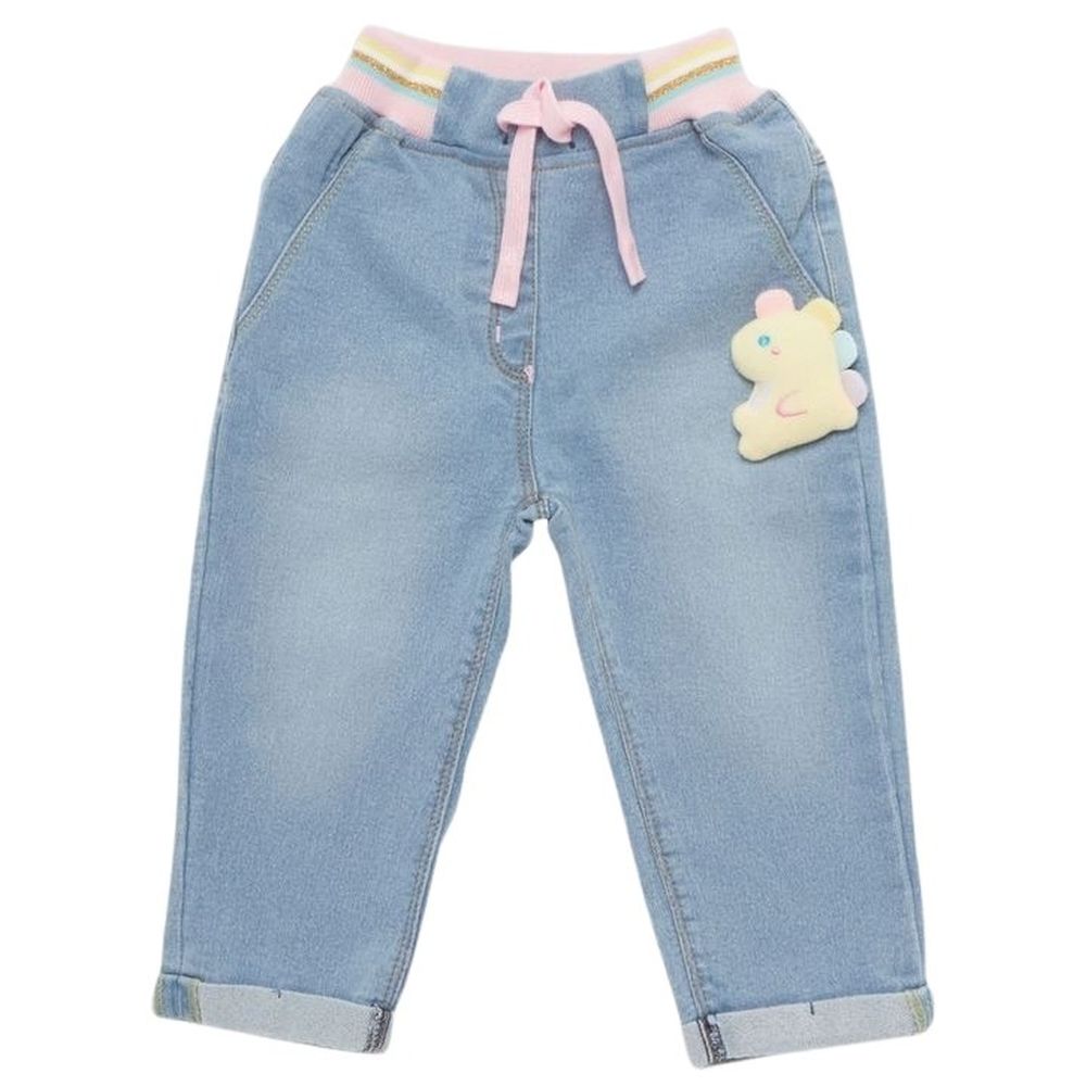 Little Kangaroos - Denim Jeans With Drawstring - Light Blue