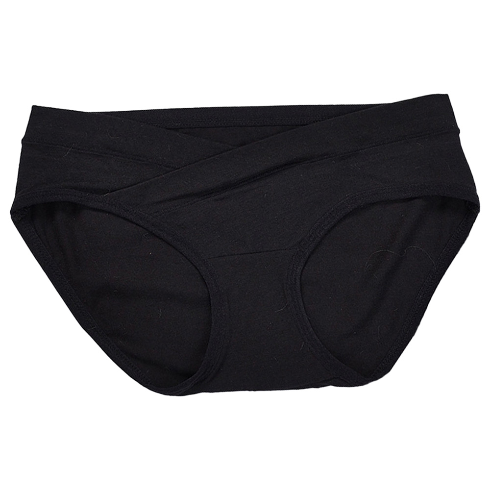 Blooming Blossom - Low Waist Cotton Seamless Maternity Briefs - Black