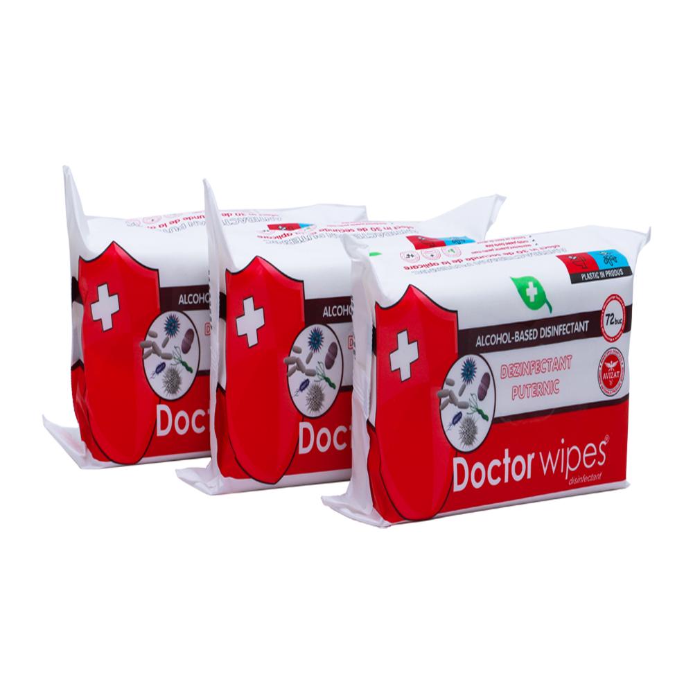 Doctor Wipes - Strong Antibacterial Wet Wipes 72s - Pack of 3