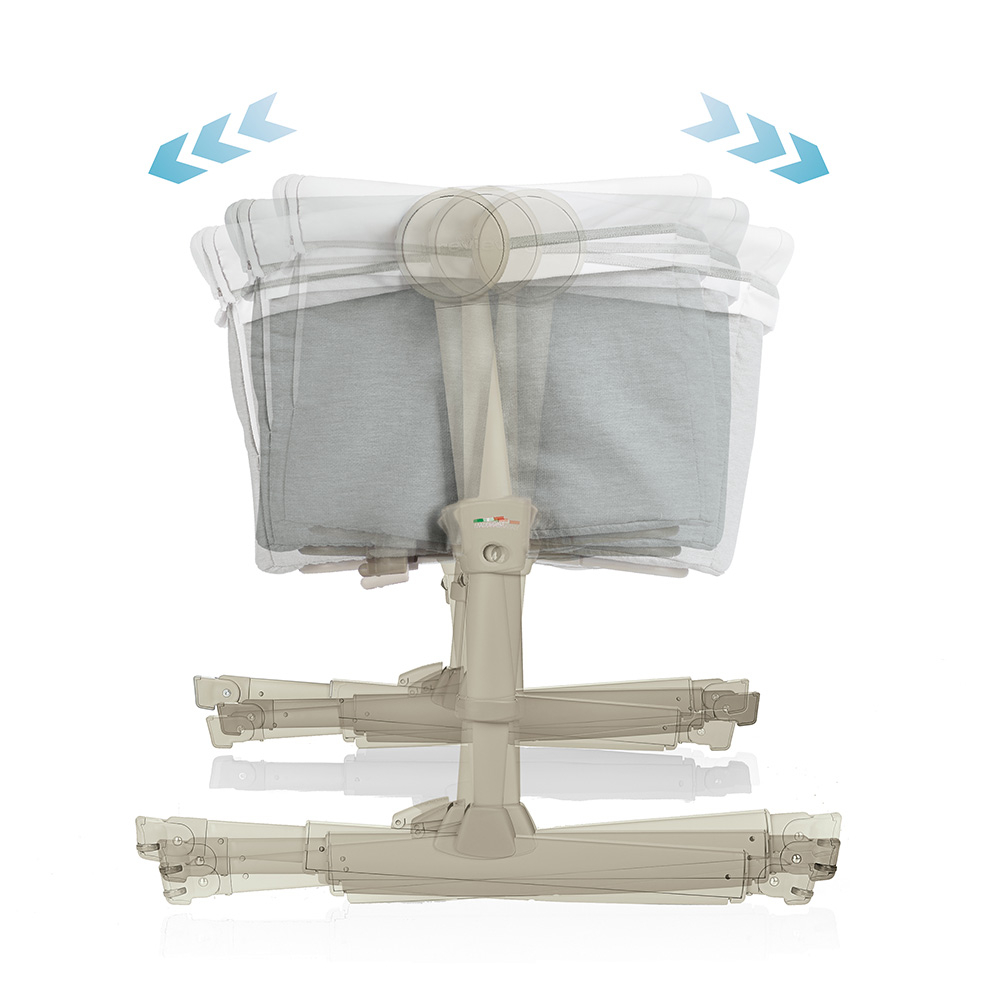 Brevi Nanna Oh Rocking Bedside Crib - White Grey