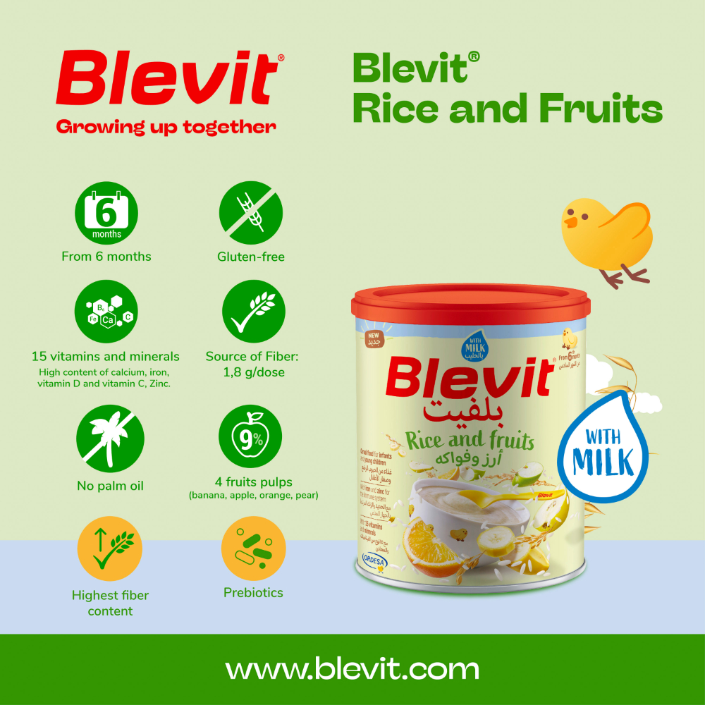 Ordesa - Blevit Rice and Fruits Cereal 350g - Pack of 12