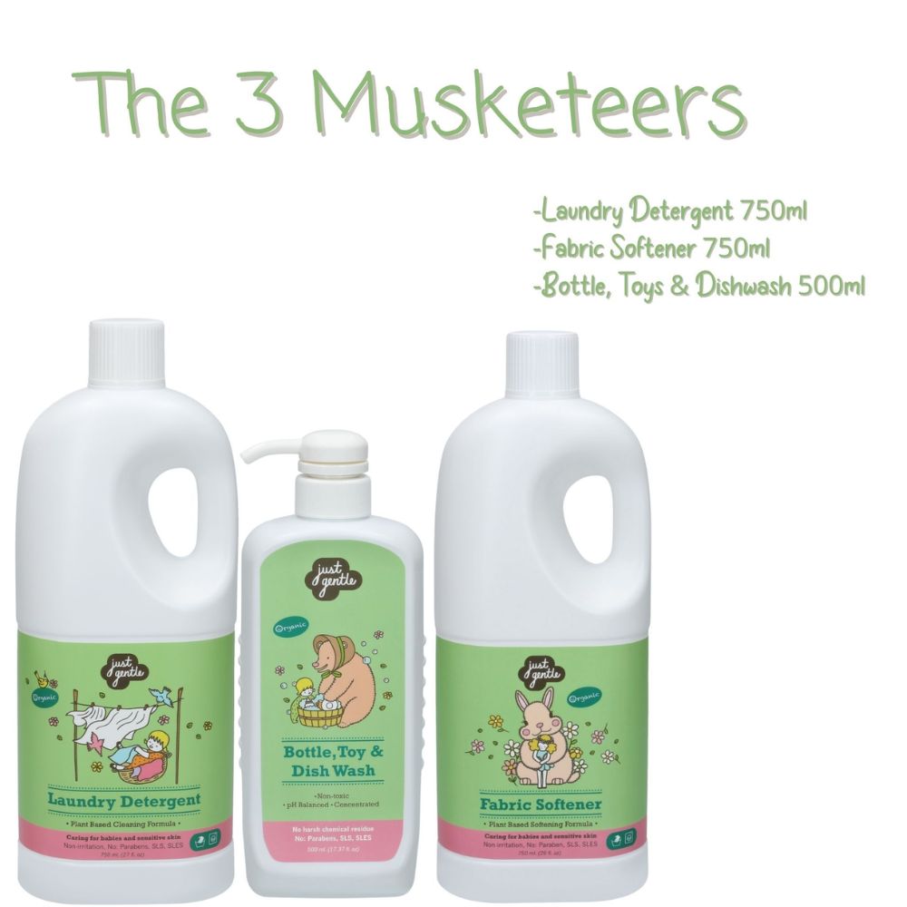 Just Gentle - The 3 Musketeers Laundry Baby Detergent And Toys Wash Bundle