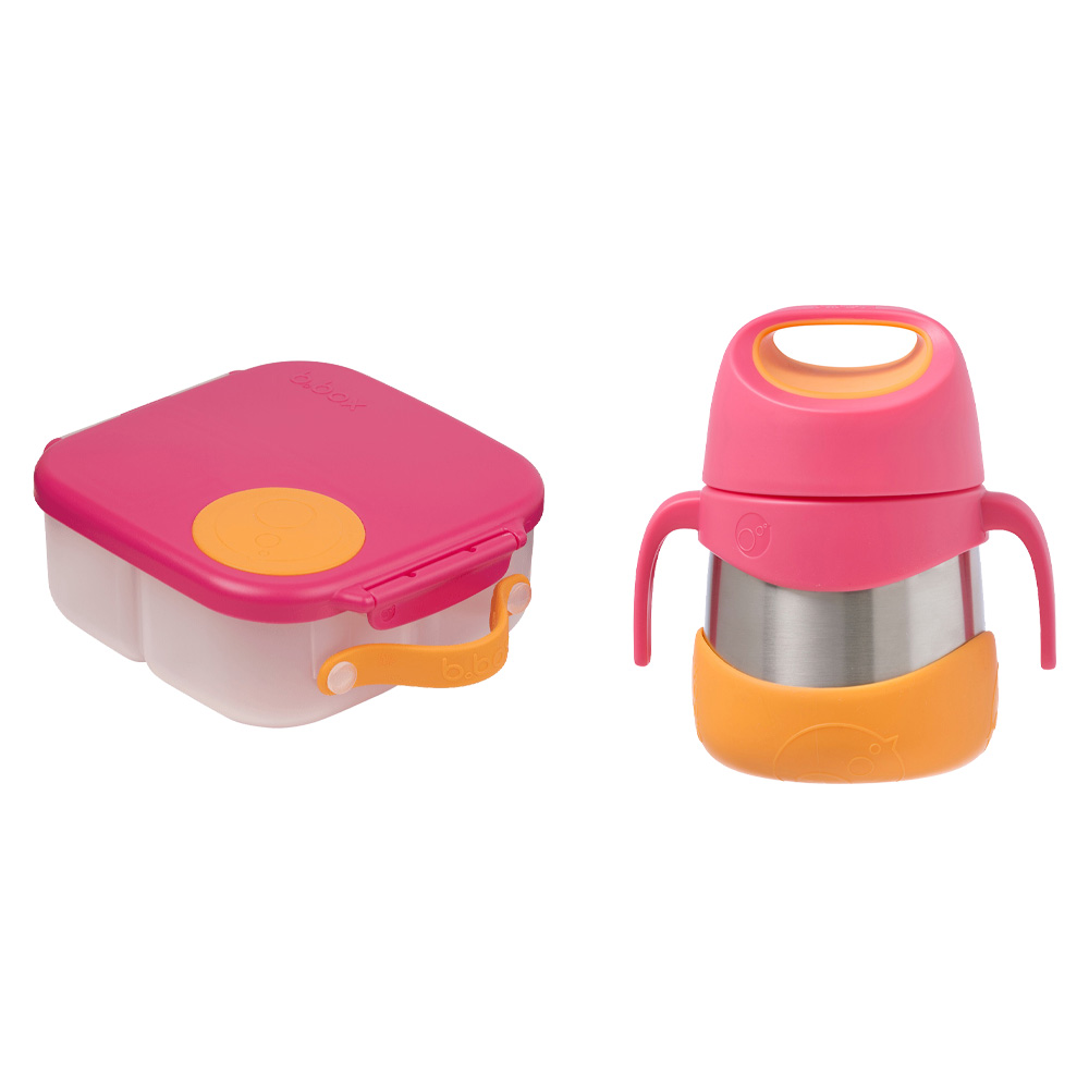 B.box - Insulated Food Jar And 4 Compartment Mini Lunch Time Box - Strawberry Shake