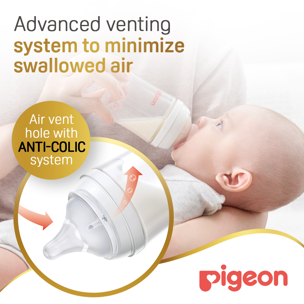 Pigeon - Softouch Wide Neck Feeding Bottle - White - 160 ml - Pack of 2