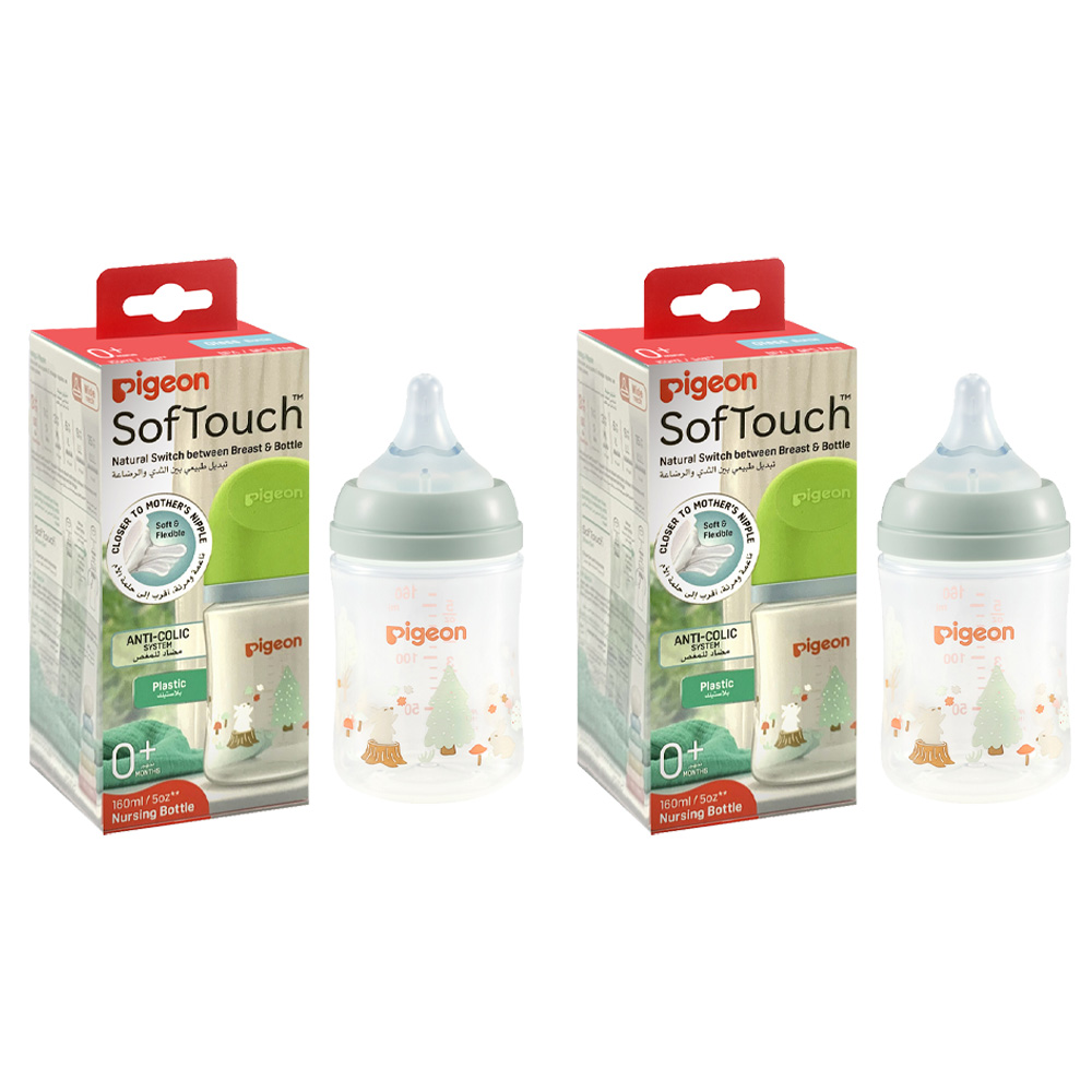 Pigeon - Softouch Wide Neck Feeding Bottle - Rabbit - 160 ml - Pack of 2