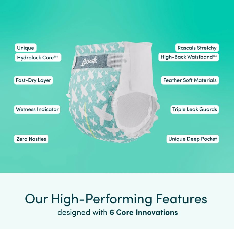 Rascals - Premium Baby Diapers - Size 2 - 4-8 kg - 144 Diapers