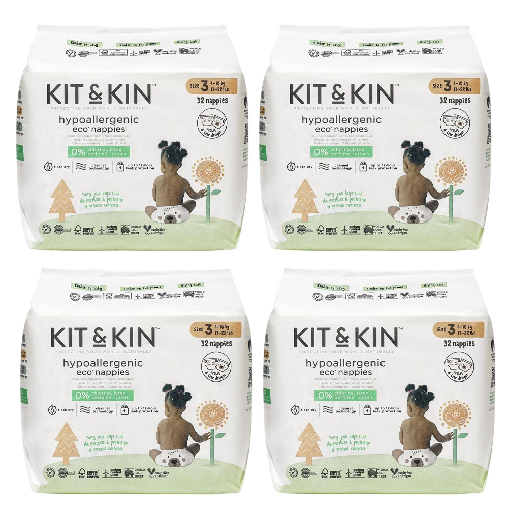 Kit & Kin - Eco Diapers - Size 3 - 6-10 kg - Pack of 3 - 96 Diapers
