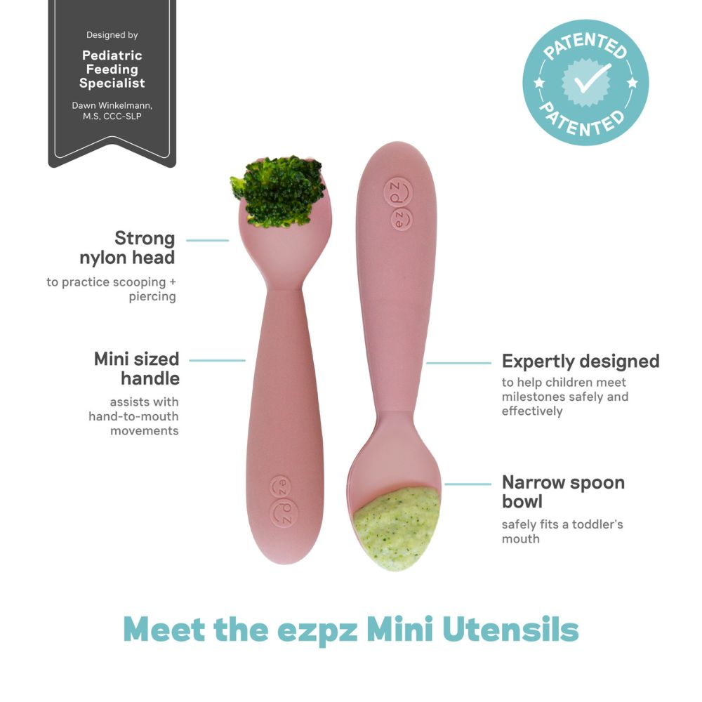 Ezpz Mini Utensils (Spoon + Fork) - Blush