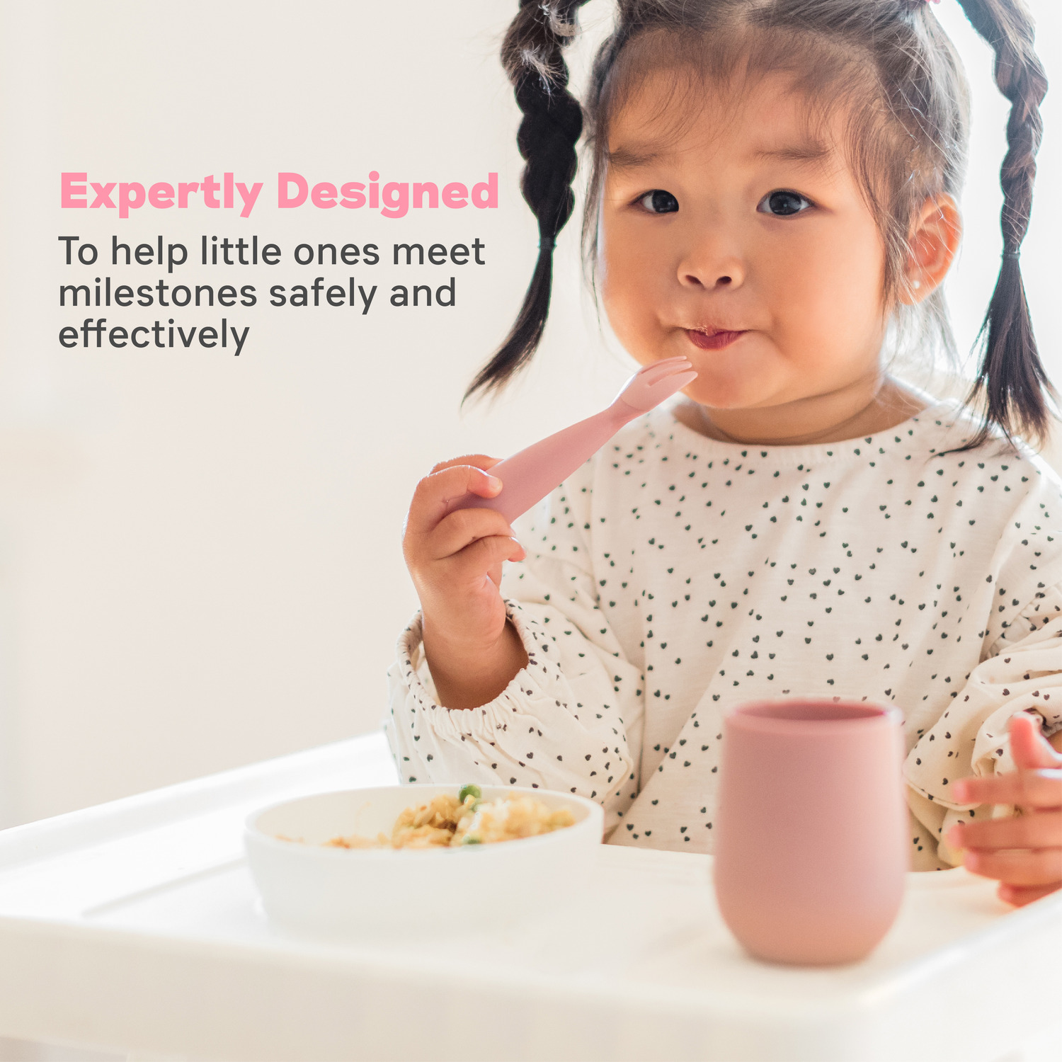 Ezpz Mini Utensils (Spoon + Fork) - Blush