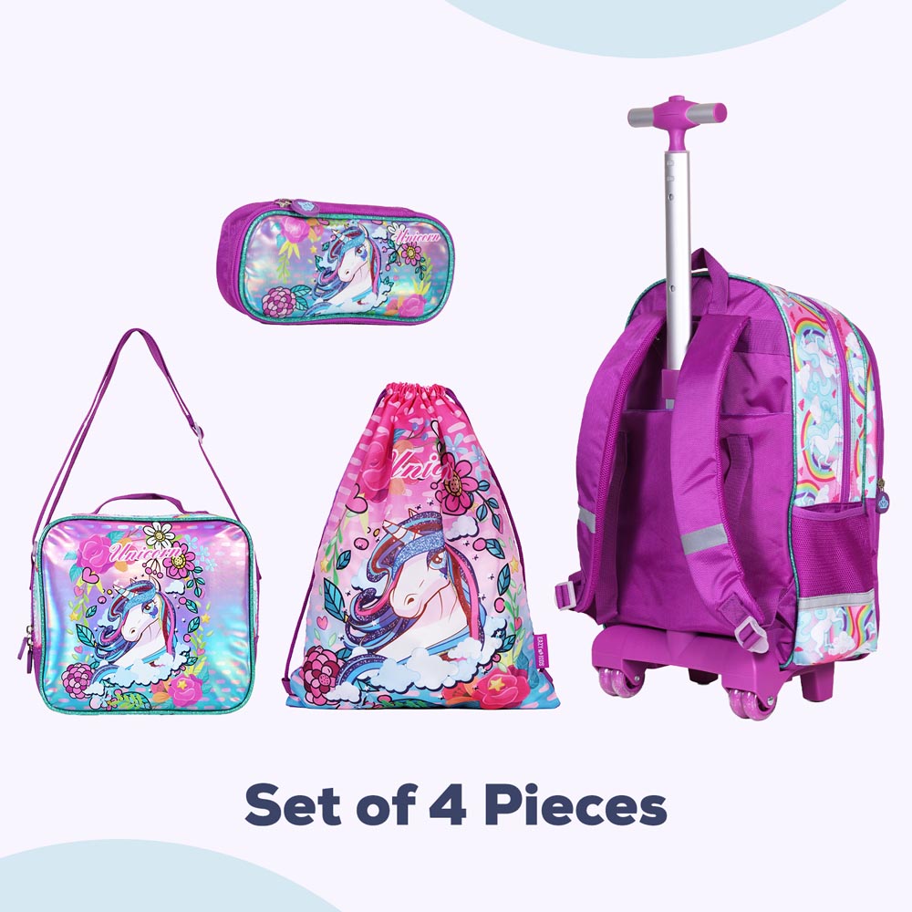 Eazy Kids - Backpack 17-Inch with Lunch Bag, Activity Bag & Pencil Case - Unicorn