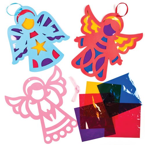 Baker Ross - Angel Stained Glass Hanging Decorations - Pack of 6