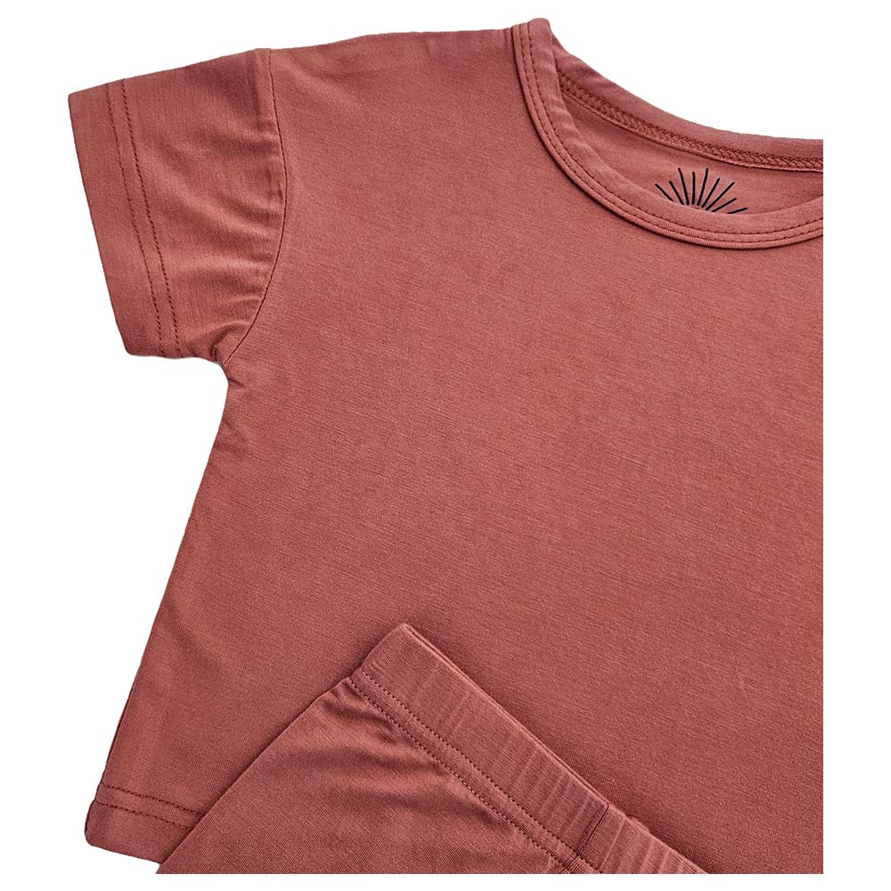 Issy & Lilo - 2pc-set - Short Sleeve Bamboo T-shirt And Shorts - Very Berry