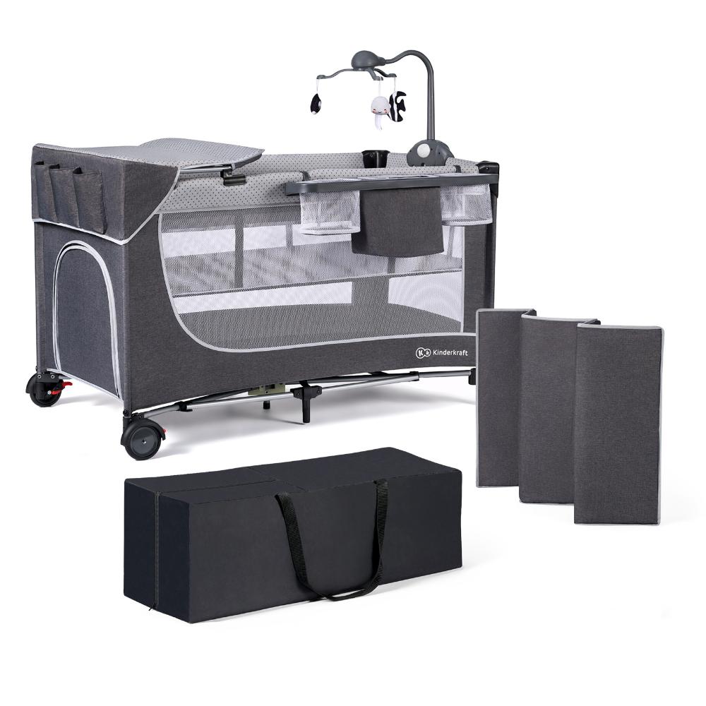 Kinderkraft - Leody Travel Cot With Accessories - Grey