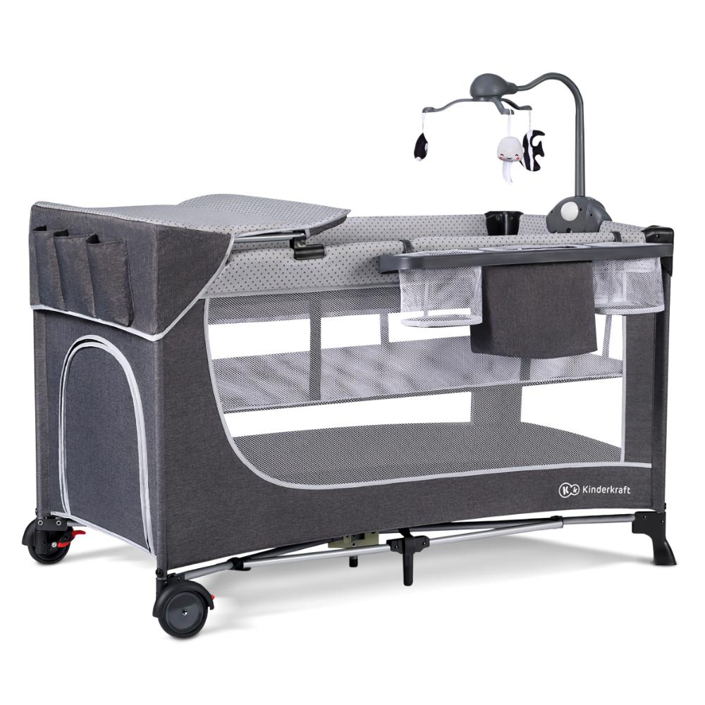 Kinderkraft - Leody Travel Cot With Accessories - Grey