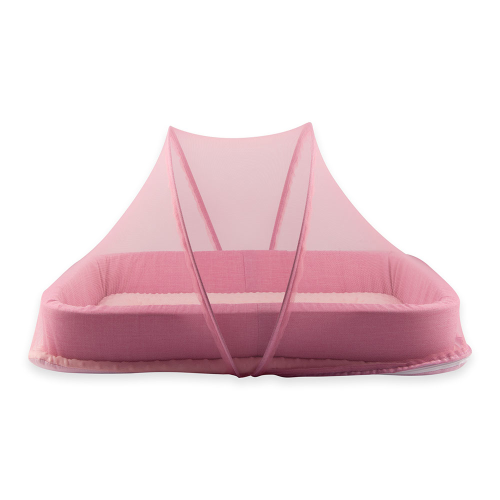 Little Angel Baby Nest Bed With Mosquito Net Newborn Lounger - Pink