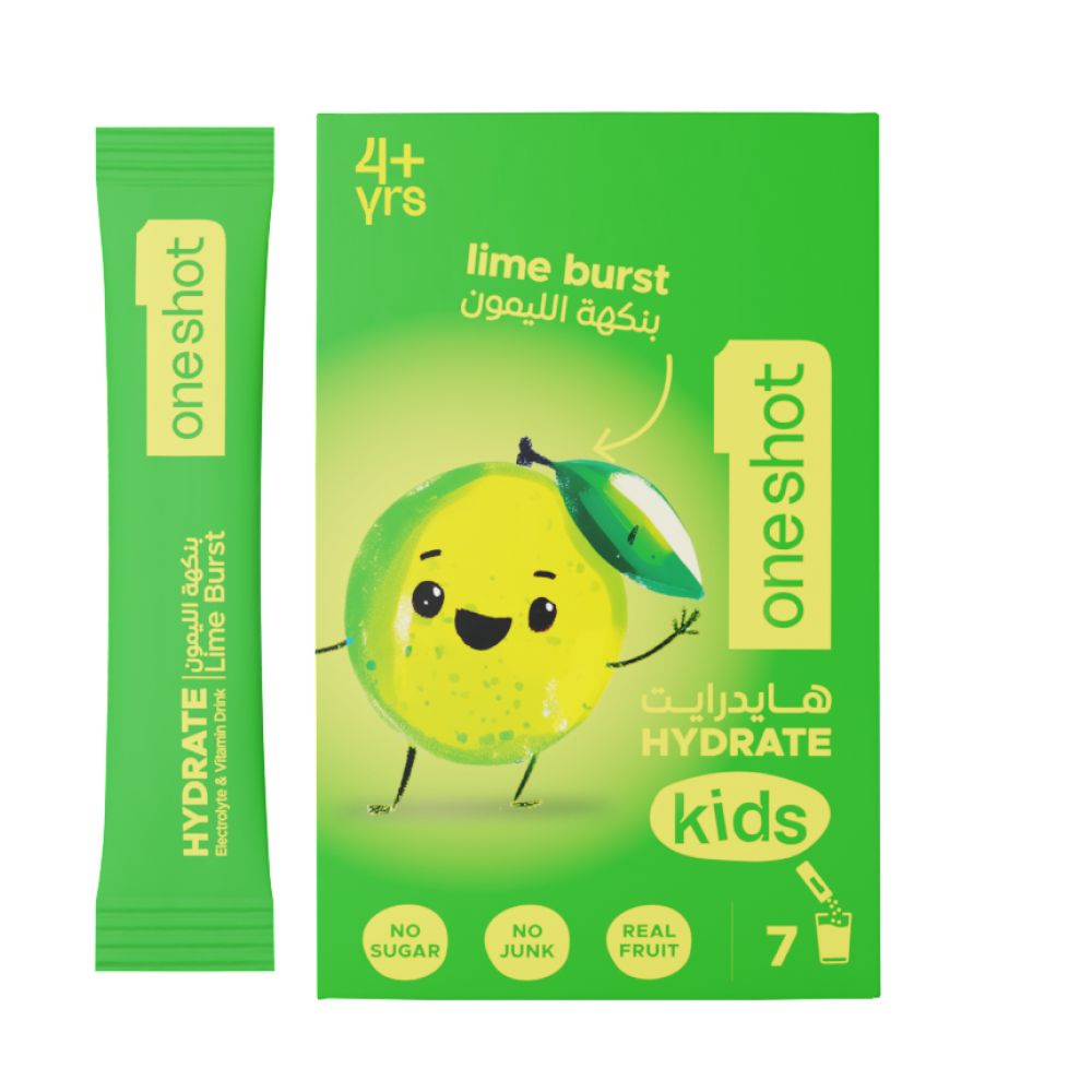 Oneshot - Kids Electrolyte Hydration Sticks - Lime Burst - 7 Pcs