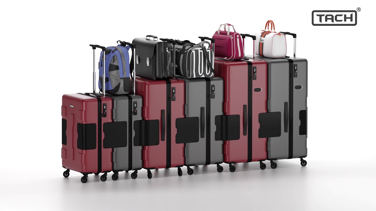 TACH Luggage - Hard Shell Large+Carry-On Connectable Luggage - 2 Pcs - 28/20 Inches - Grey