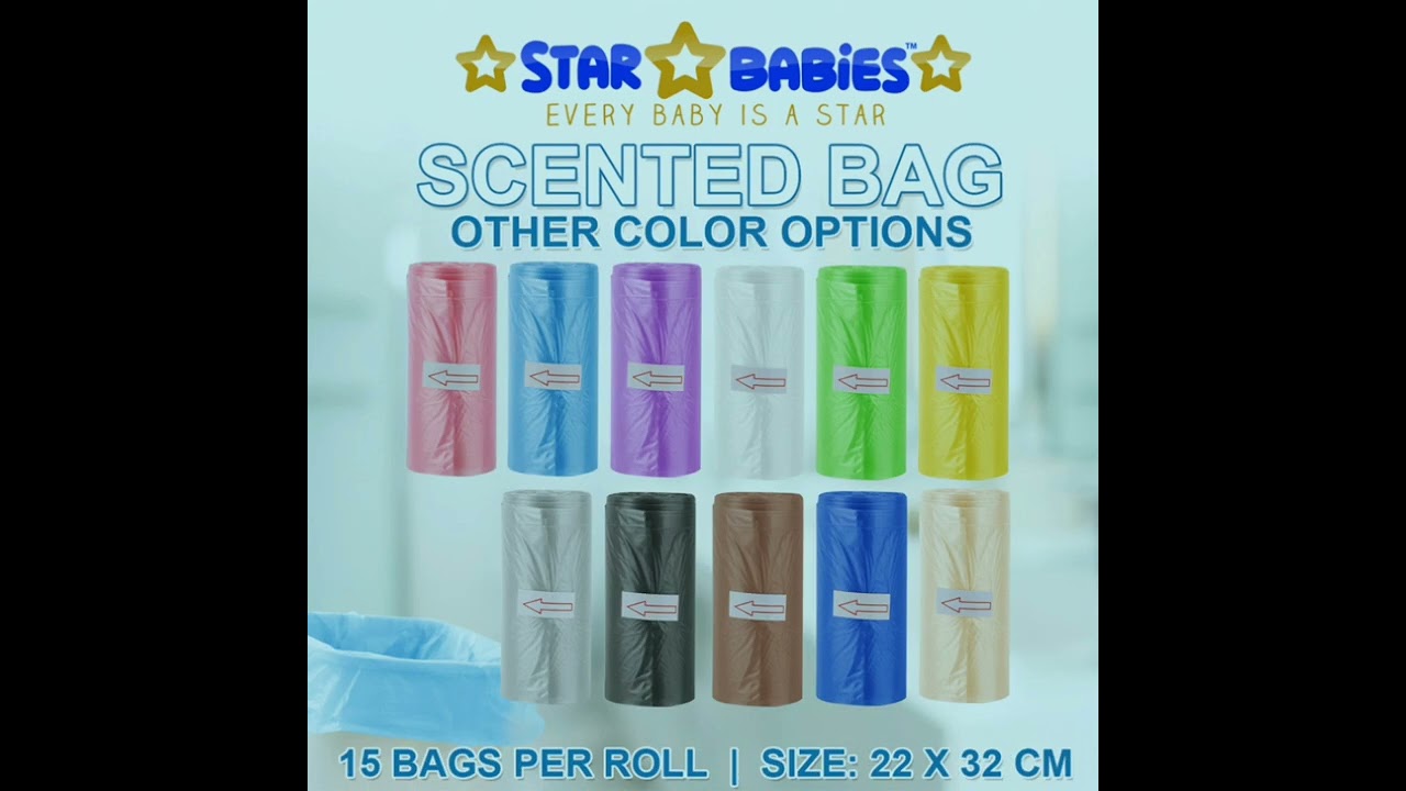 Star Babies Scented Nappy Bag - Pack of 25 - 375 Bags - Color May Vary