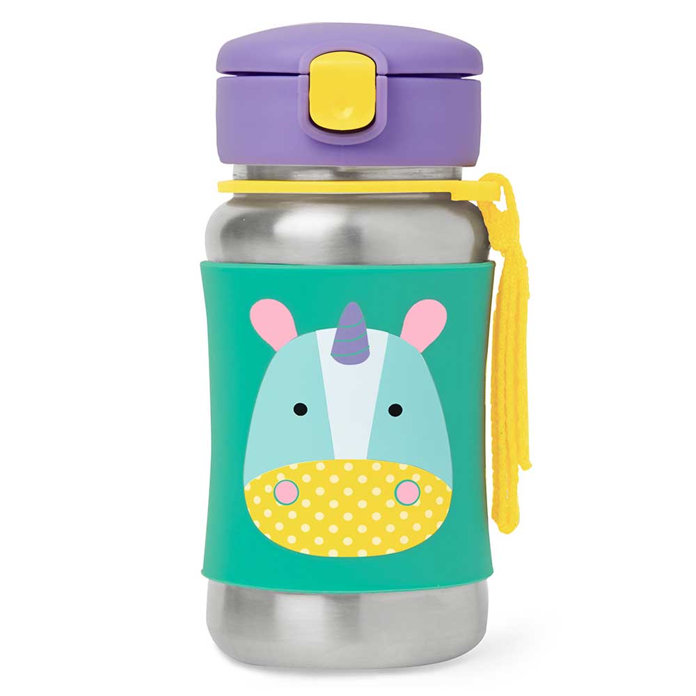 SkipHop Zoo Stainless Steel Straw Bottle - Unicorn - 350ml