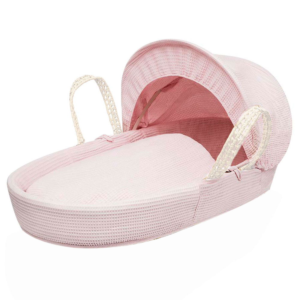 Kinder Valley Waffle Moses Basket Bedding Set - Pink