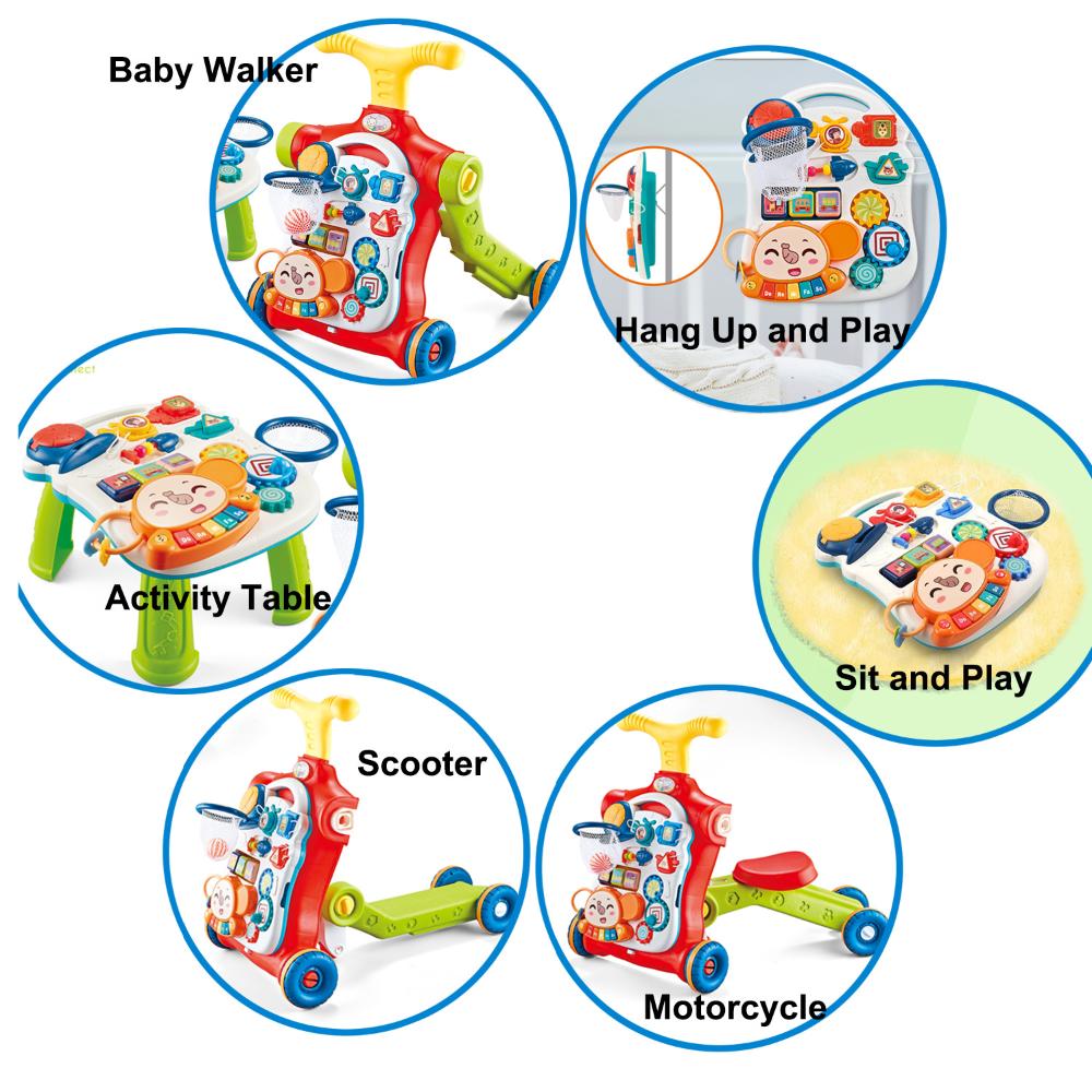 Little Angel - Learning Baby Walker with Ride-On & Push Walker 5-in-1 - Red