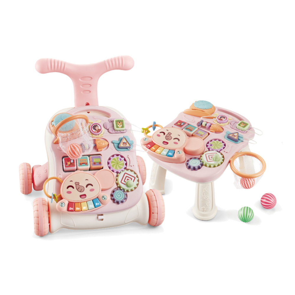 Little Angel - Learning Baby Walker with Musical Activity Board & Push - Pink
