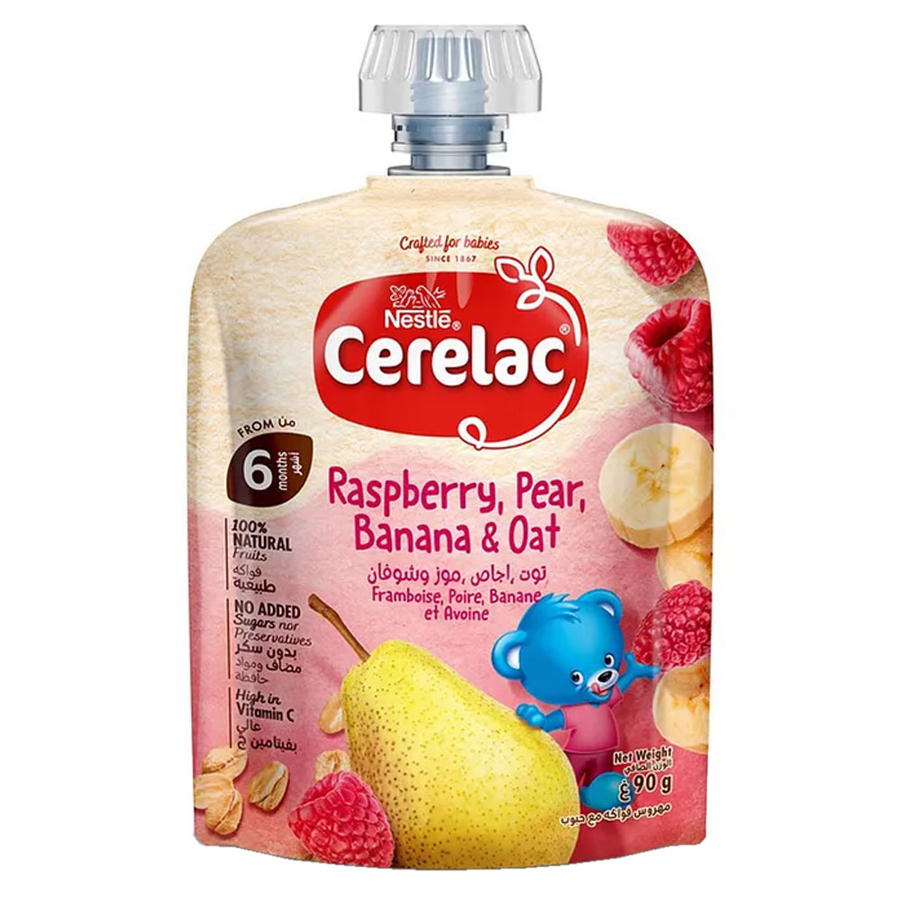 Nestle - Cerelac Fruits Puree Pouch Raspberry, Pear, Banana 90g