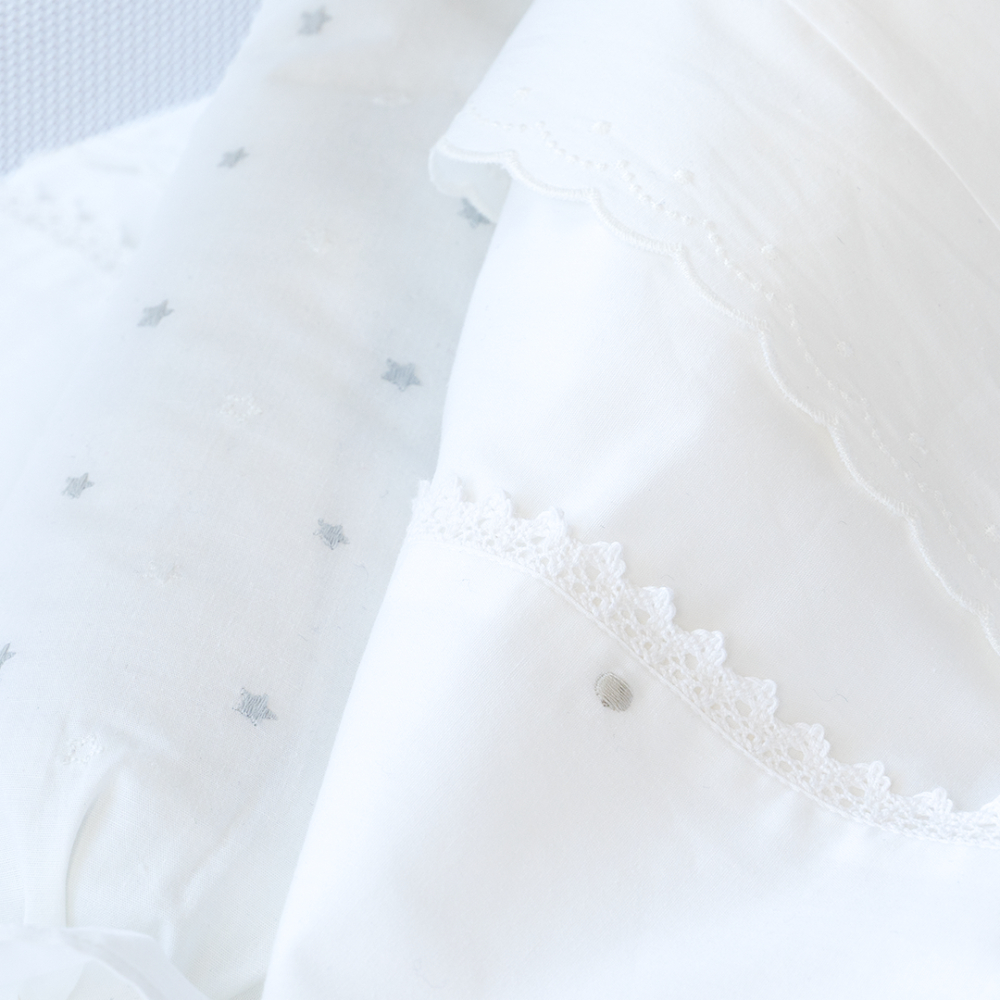 Bumble & Bird - Embroidered Duvet Cover & Pillowcase For Cot - Grey