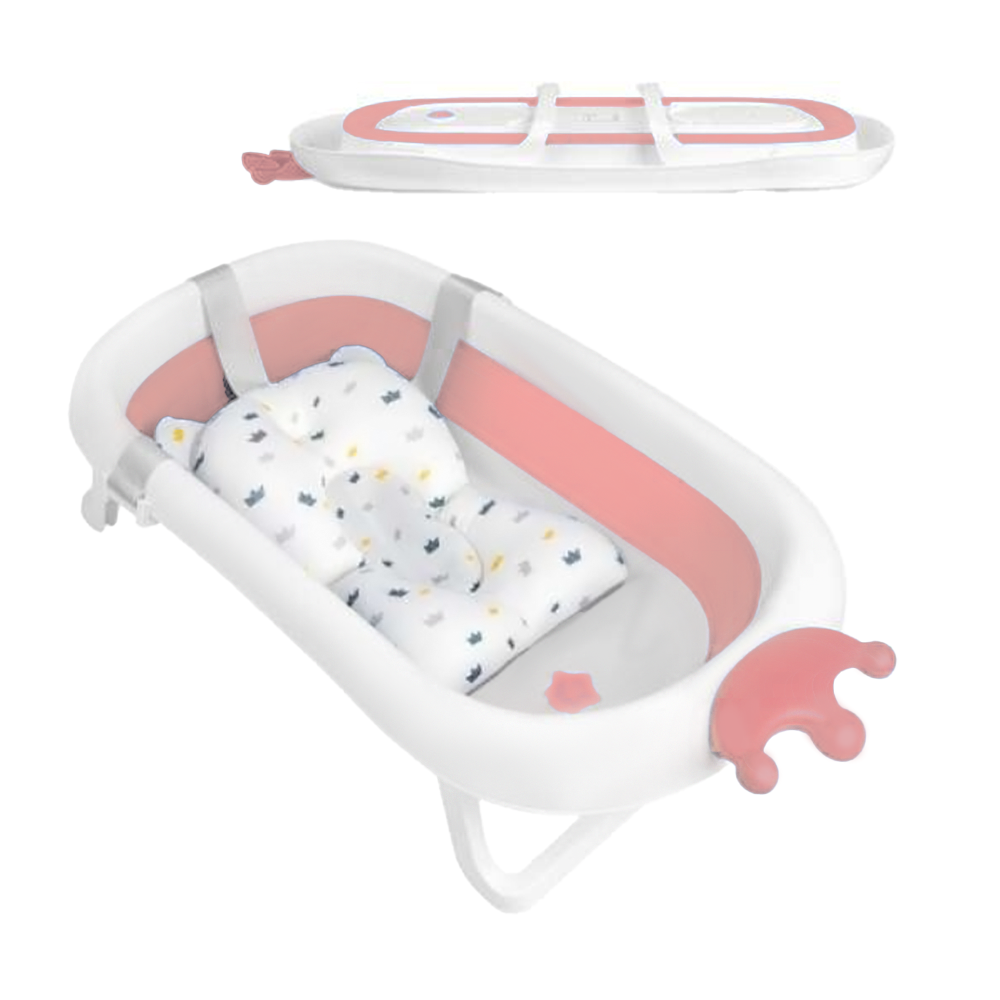 Bumble & Bird Crown Style Foldable Bathtub with Cushion - Pink