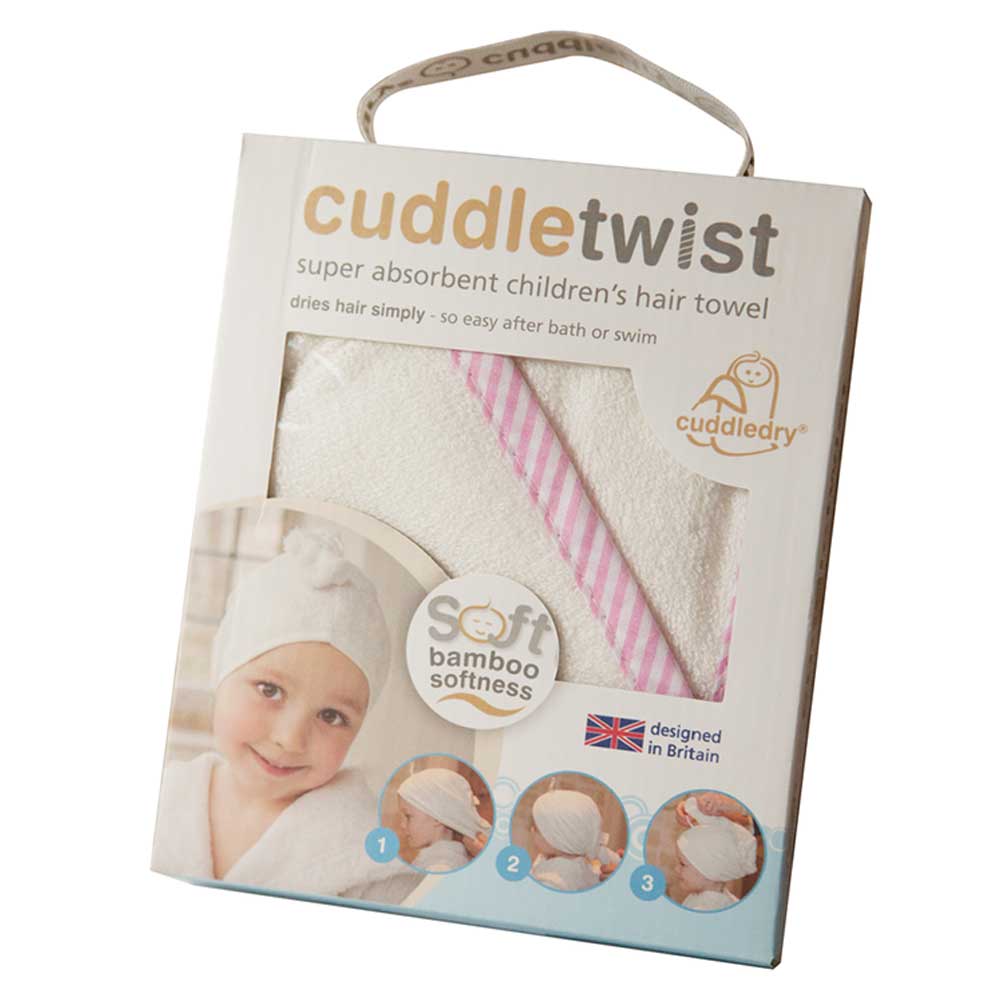 Cuddledry - Cuddletwist Bamboo Hair Towel - Pink Stripe Edge
